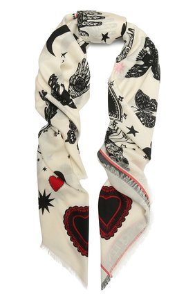 Женский шаль из шерсти и шелка ALEXANDER MCQUEEN кремвого цвета по цене 44900 руб., арт. 665285/3631Q | Фото 1 Женский шаль из шерсти и шелка ALEXANDER MCQUEEN кремвого цвета, арт. 665285/3631Q | Фото 1