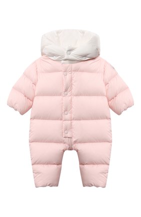 Детского пуховый комбинезон MONCLER розового цвета по цене 50100 руб., арт. G2-951-1G521-00-53333/9-12M | Фото 1 Детского пуховый комбинезон MONCLER розового цвета, арт. G2-951-1G521-00-53333/9-12M | Фото 1 (Материал внешний: Синтетический материал; Материал подклада: Хлопок; Рукава: Длинные; Материал утеплителя: Пух и перо; Ростовка одежда: 3 мес | 62 см, 6 мес | 68 см, 9 мес | 74 см)