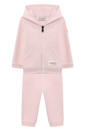 Детский хлопковый костюм MONCLER розового цвета по цене 26700 руб., арт. G2-951-8M764-00-809EH | Фото 1 Детский хлопковый костюм MONCLER розового цвета, арт. G2-951-8M764-00-809EH | Фото 1 (Рукава: Длинные; Материал внешний: Хлопок; Ростовка одежда: 12 мес | 80 см, 18 мес | 86 см, 24 мес | 92 см, 3 мес | 62 см, 36 мес | 98 см, 6 мес | 68 см, 9 мес | 74 см)