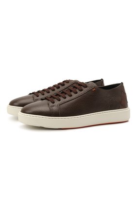 Мужские кожаные кеды SANTONI темно-коричневого цвета по цене 43900 руб., арт. MBCD21547BARRABET55 | Фото 1 Мужские кожаные кеды SANTONI темно-коричневого цвета, арт. MBCD21547BARRABET55 | Фото 1