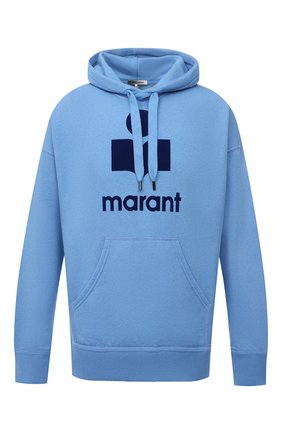 Мужской хлопковое худи ISABEL MARANT голубого цвета по цене 31750 руб., арт. SW0055-21A032H/MILEY | Фото 1 Мужской хлопковое худи ISABEL MARANT голубого цвета, арт. SW0055-21A032H/MILEY | Фото 1 (Материал внешний: Хлопок; Рукава: Длинные; Длина (для топов): Стандартные; Мужское Кросс-КТ: Худи-одежда; Стили: Спорт-шик; Принт: С принтом)