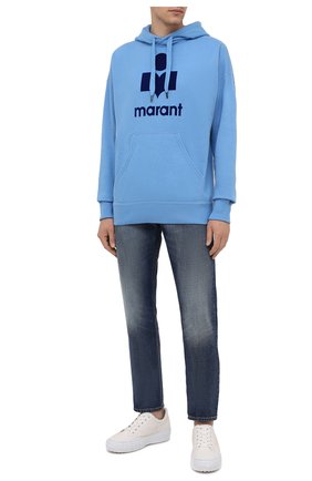 Мужской хлопковое худи ISABEL MARANT голубого цвета по цене 31750 руб., арт. SW0055-21A032H/MILEY | Фото 2 Мужской хлопковое худи ISABEL MARANT голубого цвета, арт. SW0055-21A032H/MILEY | Фото 2 (Материал внешний: Хлопок; Рукава: Длинные; Длина (для топов): Стандартные; Мужское Кросс-КТ: Худи-одежда; Стили: Спорт-шик; Принт: С принтом)