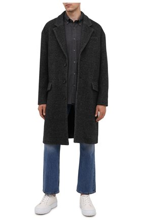 Мужской пальто ISABEL MARANT темно-серого цвета по цене 68850 руб., арт. MA1015-21A007H/STANCER | Фото 2 Мужской пальто ISABEL MARANT темно-серого цвета, арт. MA1015-21A007H/STANCER | Фото 2