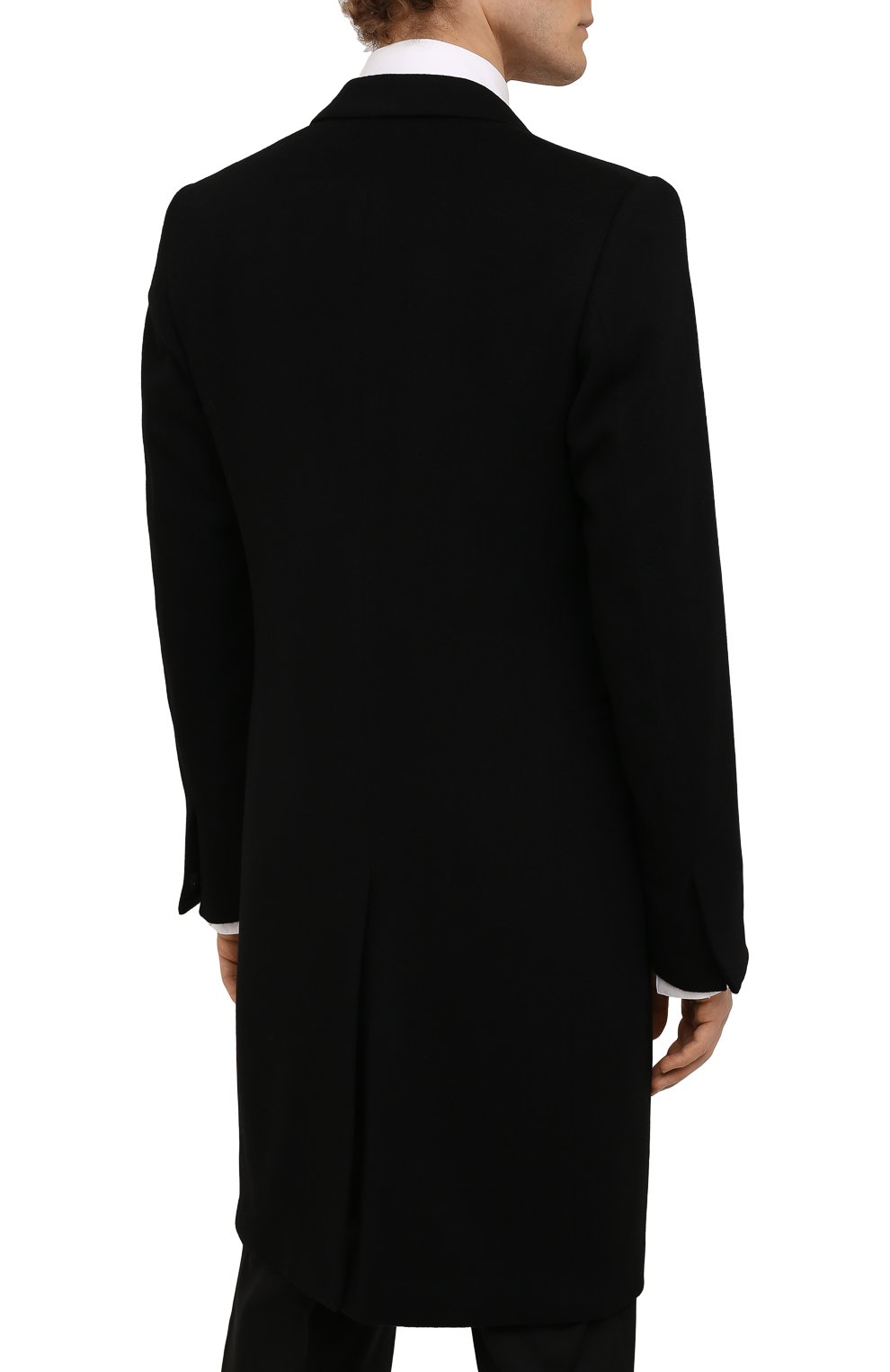Мужской пальто из шерсти и кашемира GIVENCHY черного цвета, арт. BMC05P12Y0 | Фото 4 (Материал внешний: Шерсть; Рукава: Длинные; Длина (верхняя одежда): До колена; Стили: Классический; Мужское Кросс-КТ: пальто-верхняя одежда; Материал подклада: Купро)