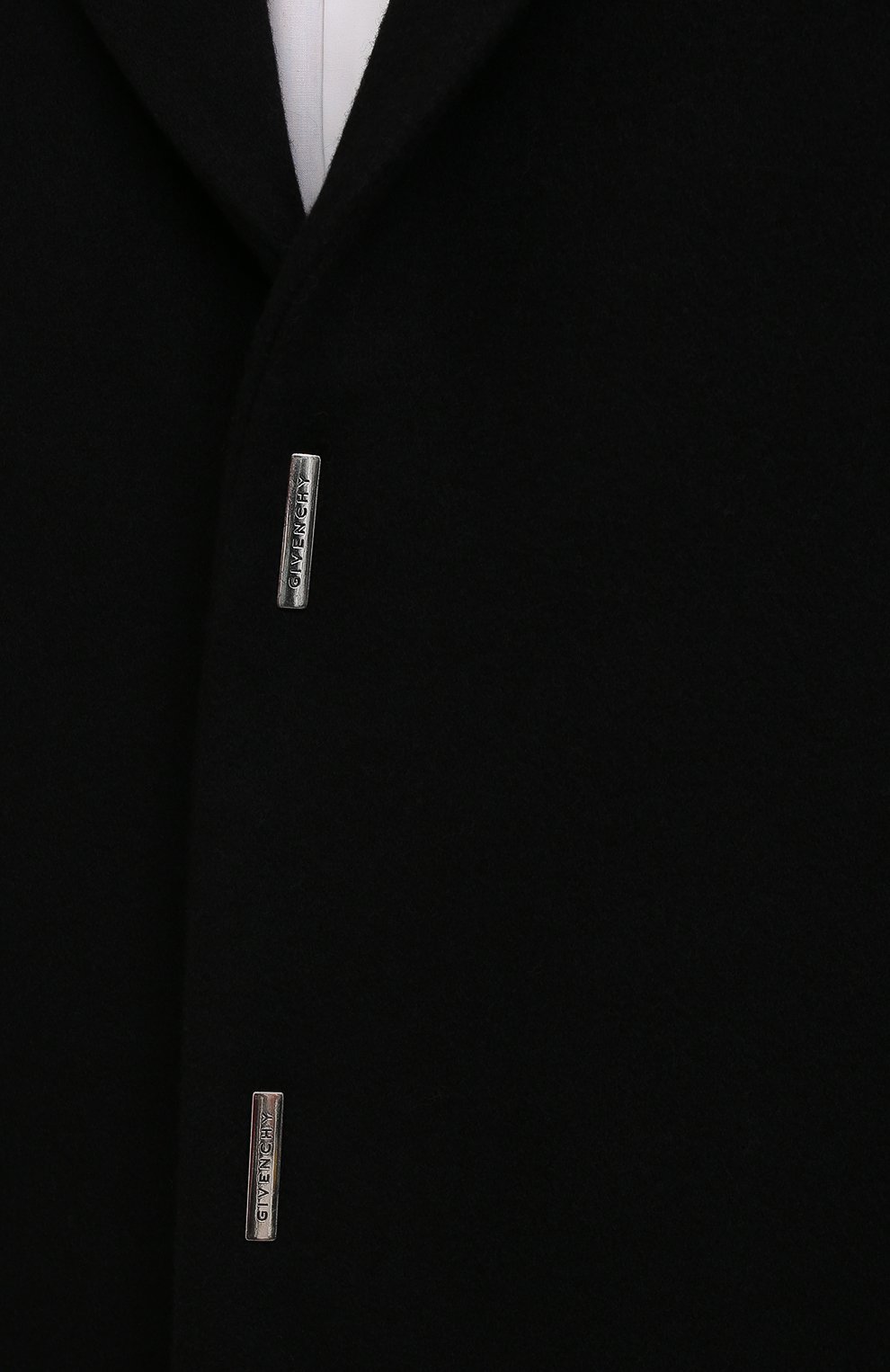 Мужской пальто из шерсти и кашемира GIVENCHY черного цвета, арт. BMC05P12Y0 | Фото 5 (Материал внешний: Шерсть; Рукава: Длинные; Длина (верхняя одежда): До колена; Стили: Классический; Мужское Кросс-КТ: пальто-верхняя одежда; Материал подклада: Купро)
