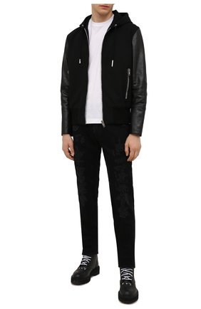 Мужской комбинированный бомбер GIVENCHY черного цвета по цене 238000 руб., арт. BM00QL611V | Фото 2 Мужской комбинированный бомбер GIVENCHY черного цвета, арт. BM00QL611V | Фото 2
