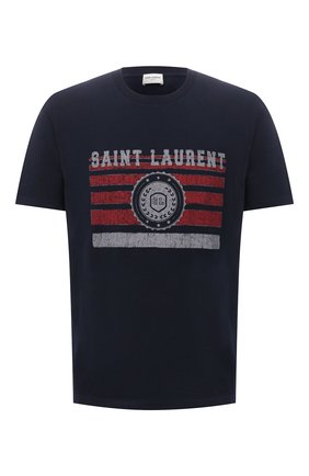 Мужская хлопковая футболка SAINT LAURENT темно-синего цвета по цене 28450 руб., арт. 668818/YB2UH | Фото 1 Мужская хлопковая футболка SAINT LAURENT темно-синего цвета, арт. 668818/YB2UH | Фото 1