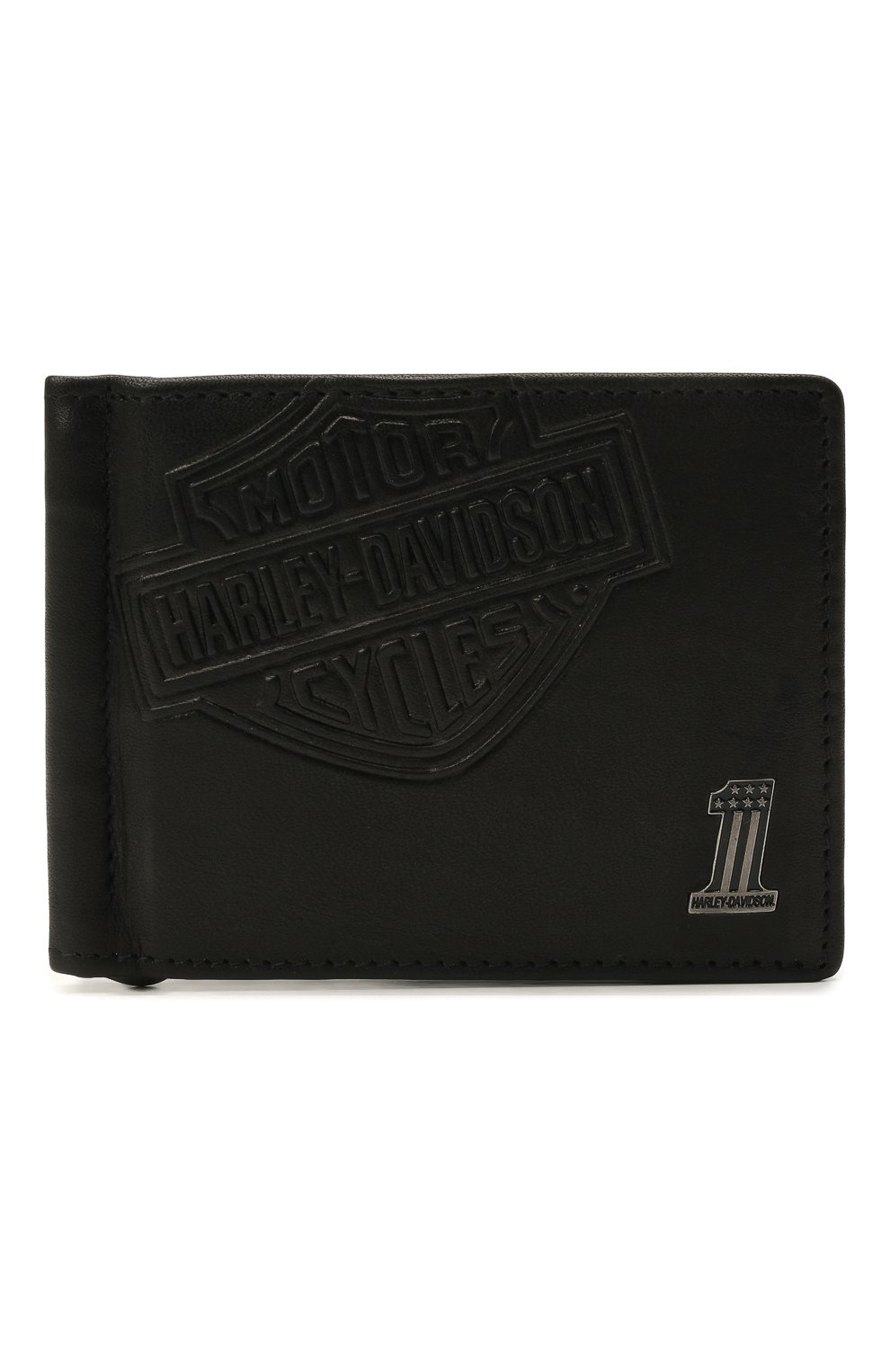 Мужской кожаный зажим для денег HARLEY-DAVIDSON черного цвета, арт. CR2375L-Black | Фото 1