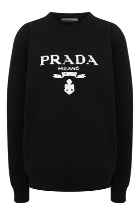 Женский хлопковый свитшот PRADA черного цвета по цене 81000 руб., арт. 134631-1ZT7-F0967-202 | Фото 1 Женский хлопковый свитшот PRADA черного цвета, арт. 134631-1ZT7-F0967-202 | Фото 1