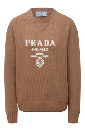 Женский свитер из шерсти и кашемира PRADA бежевого цвета по цене 115000 руб., арт. P24G1V-1YMW-F0040-211 | Фото 1 Женский свитер из шерсти и кашемира PRADA бежевого цвета, арт. P24G1V-1YMW-F0040-211 | Фото 1