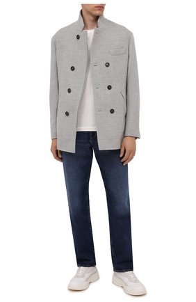 Мужской шерстяное пальто BRUNELLO CUCINELLI серого цвета, арт. MQ4217003 | Фото 2 (Материал подклада: Купро; Материал внешний: Шерсть; Мужское Кросс-КТ: пальто-верхняя одежда; Длина (верхняя одежда): Короткие; Рукава: Длинные; Стили: Кэжуэл)