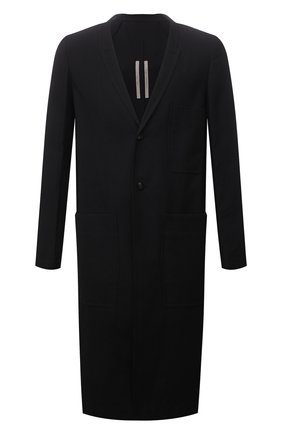 Мужской пальто RICK OWENS черного цвета, арт. RU02A5974/CVR | Фото 1 (Рукава: Длинные; Материал внешний: Синтетический материал; Длина (верхняя одежда): Длинные; Мужское Кросс-КТ: пальто-верхняя одежда; Стили: Минимализм)