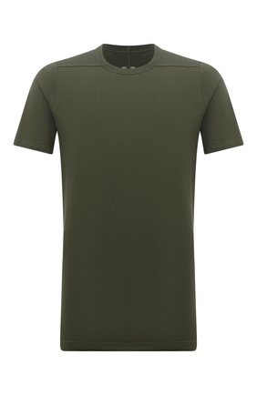 Мужская хлопковая футболка RICK OWENS зеленого цвета, арт. RU02A5264/JA | Фото 1 (Материал внешний: Хлопок; Длина (для топов): Удлиненные; Рукава: Короткие; Принт: Без принта; Стили: Минимализм)