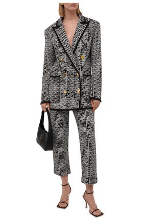 Женские хлопковые брюки BALMAIN черно-белого цвета по цене 125000 руб., арт. WF10B000/J193 | Фото 2 Женские хлопковые брюки BALMAIN черно-белого цвета, арт. WF10B000/J193 | Фото 2