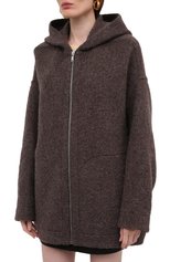 Женская куртка RICK OWENS коричневого цвета, арт. RP02A7722/WBK | Фото 3 (Кросс-КТ: Куртка; Материал внешний: Шерсть; Рукава: Длинные; Длина (верхняя одежда): До середины бедра; Стили: Минимализм)