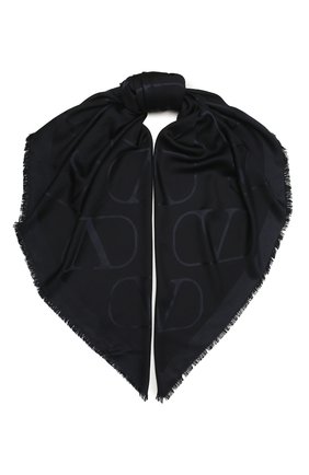 Женская шаль из шелка и шерсти VALENTINO темно-серого цвета по цене 44200 руб., арт. WW2EB104/AJB | Фото 1 Женская шаль из шелка и шерсти VALENTINO темно-серого цвета, арт. WW2EB104/AJB | Фото 1
