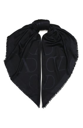 Женская шаль из шелка и шерсти  VALENTINO темно-серого цвета, арт. WW2EB104/AJB | Фото 1 (Материал: Шерсть, Текстиль, Шелк)