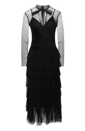 Женское платье REDVALENTINO темно-синего цвета по цене 132500 руб., арт. WR3VAAJ5/428 | Фото 1 Женское платье REDVALENTINO темно-синего цвета, арт. WR3VAAJ5/428 | Фото 1 (Длина Ж (юбки, платья, шорты): Миди; Материал подклада: Синтетический материал; Рукава: Длинные; Материал внешний: Синтетический материал; Стили: Романтичный; Случай: Вечерний; Женское Кросс-КТ: Платье-одежда)