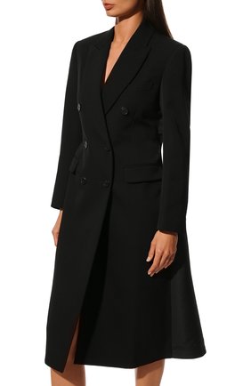 Женское шерстяное пальто ALEXANDER MCQUEEN черного цвета, арт. 661718/QJACH | Фото 3 (Материал внешний: Шерсть; Рукава: Длинные; Стили: Гламурный; Длина (верхняя одежда): Длинные; 1-2-бортные: Двубортные; Материал подклада: Купро)