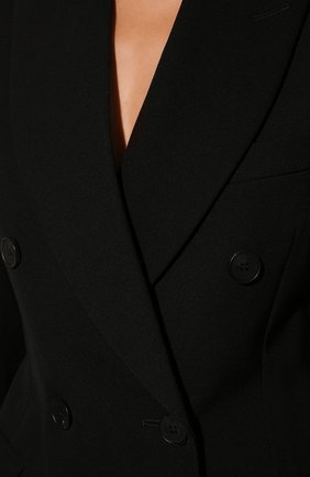 Женское шерстяное пальто ALEXANDER MCQUEEN черного цвета, арт. 661718/QJACH | Фото 5 (Материал внешний: Шерсть; Рукава: Длинные; Стили: Гламурный; Длина (верхняя одежда): Длинные; 1-2-бортные: Двубортные; Материал подклада: Купро)
