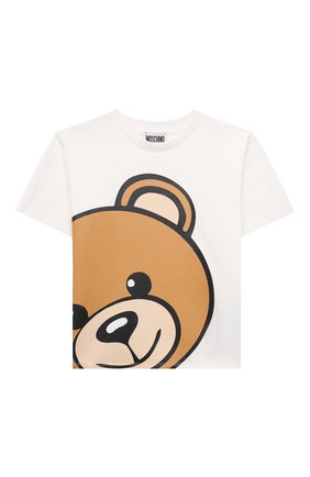 Детская хлопковая футболка MOSCHINO белого цвета по цене 6995 руб., арт. HXM02X/LBA12/10A-14A | Фото 1 Детская хлопковая футболка MOSCHINO белого цвета, арт. HXM02X/LBA12/10A-14A | Фото 1