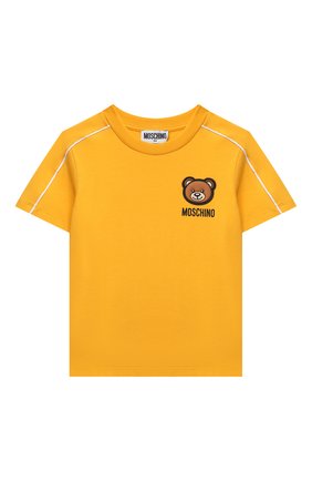 Детская хлопковая футболка MOSCHINO желтого цвета по цене 7935 руб., арт. HUM03A/LBA23/10A-14A | Фото 1 Детская хлопковая футболка MOSCHINO желтого цвета, арт. HUM03A/LBA23/10A-14A | Фото 1