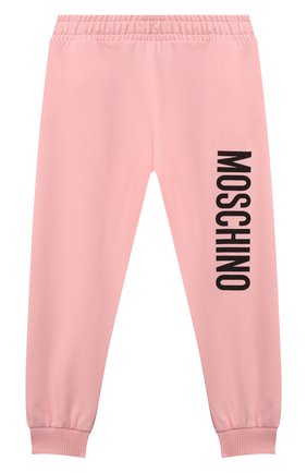 Детские хлопковые джоггеры MOSCHINO розового цвета по цене 7410 руб., арт. HPP02Y/LDA26/4A-8A | Фото 1 Детские хлопковые джоггеры MOSCHINO розового цвета, арт. HPP02Y/LDA26/4A-8A | Фото 1