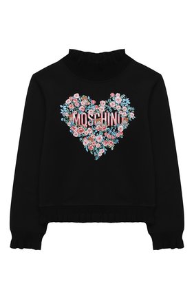 Детский хлопковый свитшот MOSCHINO черного цвета по цене 14950 руб., арт. HDF03D/LDA16/10A-14A | Фото 1 Детский хлопковый свитшот MOSCHINO черного цвета, арт. HDF03D/LDA16/10A-14A | Фото 1 (Материал внешний: Хлопок; Рукава: Длинные; Девочки Кросс-КТ: Толстовка-одежда; Ростовка одежда: 10 - 11 лет | 140 - 146см, 12 лет | 152 см, 13 - 15 лет | 158 см)