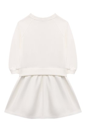 Детское хлопковое платье MOSCHINO белого цвета по цене 10950 руб., арт. HAV09L/LDA16/10A-14A | Фото 2 Детское хлопковое платье MOSCHINO белого цвета, арт. HAV09L/LDA16/10A-14A | Фото 2