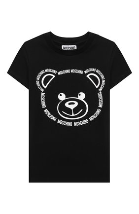 Детская хлопковая футболка MOSCHINO черного цвета по цене 5535 руб., арт. HYM02S/LBA11/4A-8A | Фото 1 Детская хлопковая футболка MOSCHINO черного цвета, арт. HYM02S/LBA11/4A-8A | Фото 1