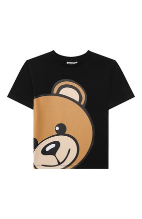 Детская хлопковая футболка MOSCHINO черного цвета по цене 5845 руб., арт. HXM02X/LBA12/4A-8A | Фото 1 Детская хлопковая футболка MOSCHINO черного цвета, арт. HXM02X/LBA12/4A-8A | Фото 1