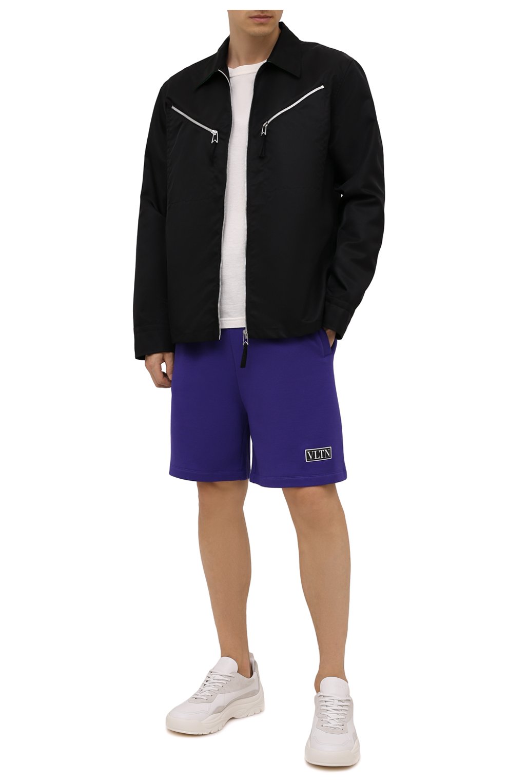 Мужские хлопковые шорты VALENTINO фиолетового цвета, арт. WV3MD02D7FH | Фото 2 (Принт: Без принта; Случай: Повседневный; Длина Шорты М: Ниже колена; Материал внешний: Хлопок; Стили: Спорт-шик)