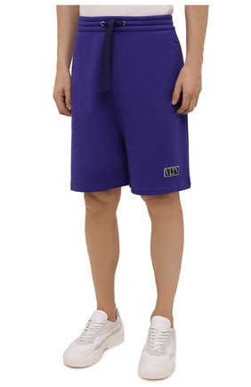 Мужские хлопковые шорты VALENTINO фиолетового цвета, арт. WV3MD02D7FH | Фото 3 (Принт: Без принта; Случай: Повседневный; Длина Шорты М: Ниже колена; Материал внешний: Хлопок; Стили: Спорт-шик)