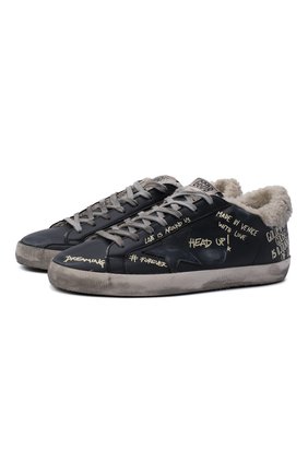 Мужские кожаные кеды superstar GOLDEN GOOSE DELUXE BRAND темно-синего цвета по цене 45250 руб., арт. GMF00101.F002303 | Фото 1 Мужские кожаные кеды superstar GOLDEN GOOSE DELUXE BRAND темно-синего цвета, арт. GMF00101.F002303 | Фото 1