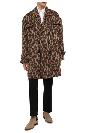 Мужской шерстяное пальто DOLCE & GABBANA леопардового цвета, арт. G029HT/FJ3D1 | Фото 2 (Материал подклада: Вискоза; Длина (верхняя одежда): До колена; Рукава: Длинные; Материал внешний: Шерсть; Мужское Кросс-КТ: пальто-верхняя одежда; Стили: Кэжуэл)