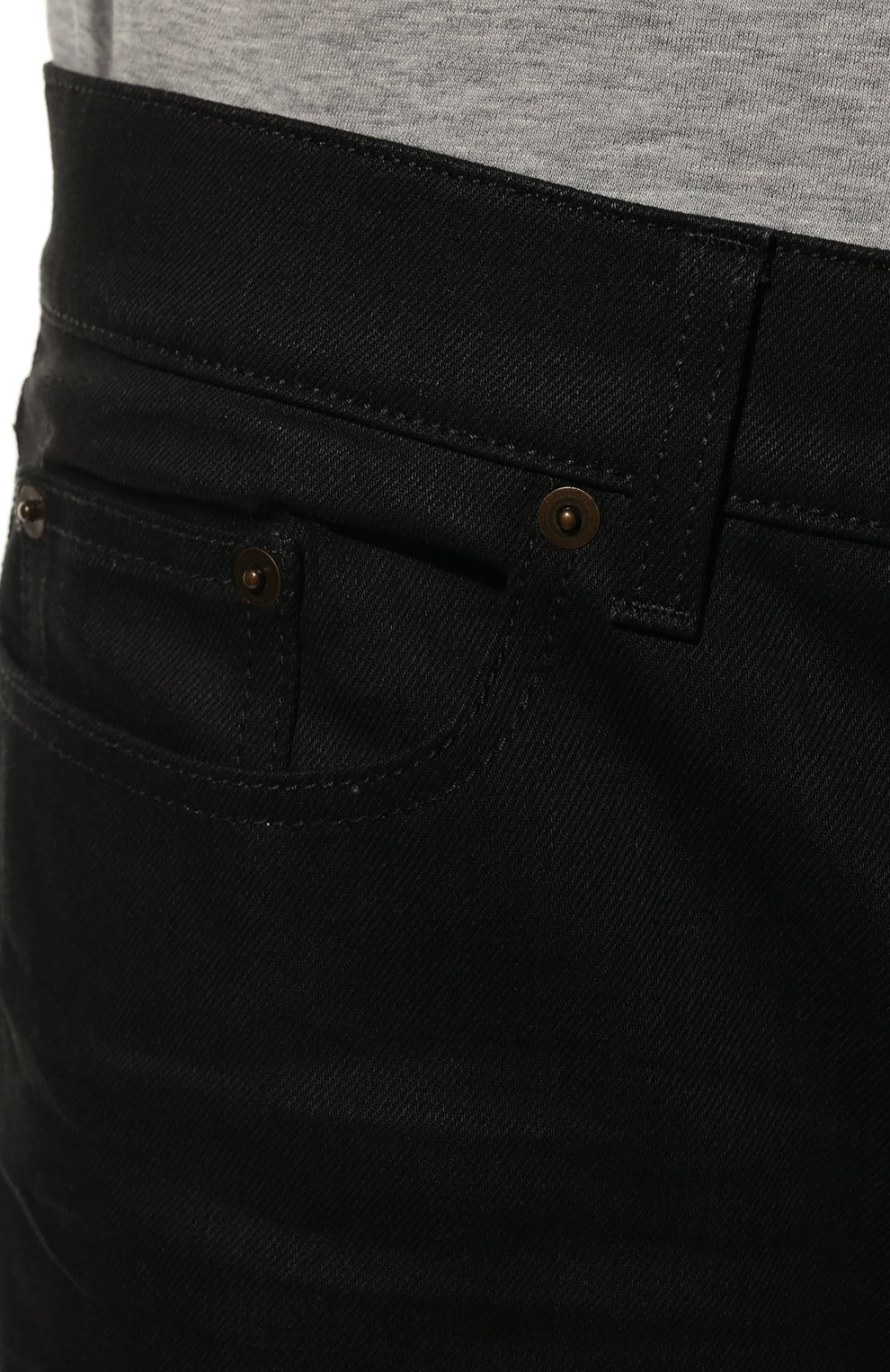 Мужские джинсы SAINT LAURENT черного цвета, арт. 527389/Y0500 | Фото 5 (Силуэт М (брюки): Узкие; Кросс-КТ: Деним; Длина (брюки, джинсы): Стандартные; Материал внешний: Хлопок; Стили: Кэжуэл)