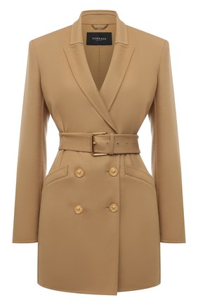 Женское шерстяное пальто VERSACE бежевого цвета по цене 339000 руб., арт. 1001064/1A00884 | Фото 1