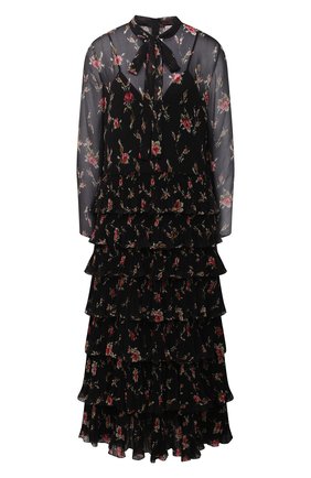 Женское платье REDVALENTINO черного цвета по цене 142500 руб., арт. WR3VAAJ5/602 | Фото 1 Женское платье REDVALENTINO черного цвета, арт. WR3VAAJ5/602 | Фото 1 (Рукава: Длинные; Материал подклада: Синтетический материал; Материал внешний: Синтетический материал; Длина Ж (юбки, платья, шорты): Миди; Женское Кросс-КТ: Платье-одежда; Случай: Вечерний; Стили: Бохо)