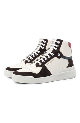 Женские кожаные кеды sl/24 SAINT LAURENT кремвого цвета по цене 56350 руб., арт. 610619/1JZL0 | Фото 1 Женские кожаные кеды sl/24 SAINT LAURENT кремвого цвета, арт. 610619/1JZL0 | Фото 1 (Подошва: Платформа; Материал внутренний: Текстиль, Натуральная кожа; Кросс-КТ: хайтопы)
