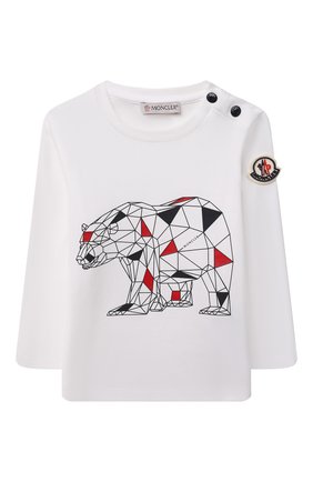 Детский хлопковый лонгслив MONCLER белого цвета по цене 12600 руб., арт. G2-951-8D721-20-8790M | Фото 1 Детский хлопковый лонгслив MONCLER белого цвета, арт. G2-951-8D721-20-8790M | Фото 1