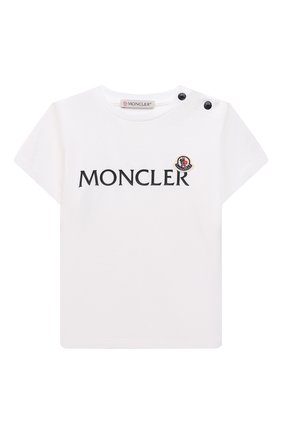 Детский хлопковая футболка MONCLER белого цвета по цене 8200 руб., арт. G2-951-8C738-20-8790M | Фото 1 Детский хлопковая футболка MONCLER белого цвета, арт. G2-951-8C738-20-8790M | Фото 1