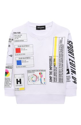 Детский хлопковый свитшот DSQUARED2 белого цвета по цене 18950 руб., арт. DQ0315-D006K | Фото 1 Детский хлопковый свитшот DSQUARED2 белого цвета, арт. DQ0315-D006K | Фото 1 (Материал внешний: Хлопок; Рукава: Длинные; Мальчики Кросс-КТ: Толстовка-одежда; Ростовка одежда: 10 - 11 лет | 140 - 146см, 12 лет | 152 см, 13 - 15 лет | 158 см, 16 лет | 164 см, 4 года | 104 см, 6 лет | 116 см, 8 лет | 128 см)