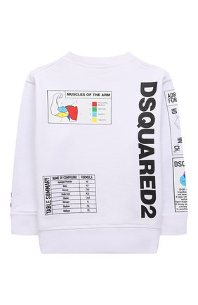 Детский хлопковый свитшот DSQUARED2 белого цвета по цене 18950 руб., арт. DQ0315-D006K | Фото 2 Детский хлопковый свитшот DSQUARED2 белого цвета, арт. DQ0315-D006K | Фото 2 (Материал внешний: Хлопок; Рукава: Длинные; Мальчики Кросс-КТ: Толстовка-одежда; Ростовка одежда: 10 - 11 лет | 140 - 146см, 12 лет | 152 см, 13 - 15 лет | 158 см, 16 лет | 164 см, 4 года | 104 см, 6 лет | 116 см, 8 лет | 128 см)