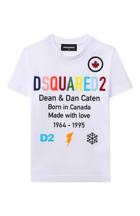 Детская хлопковая футболка DSQUARED2 белого цвета по цене 12100 руб., арт. DQ0516-D00MQ | Фото 1 Детская хлопковая футболка DSQUARED2 белого цвета, арт. DQ0516-D00MQ | Фото 1