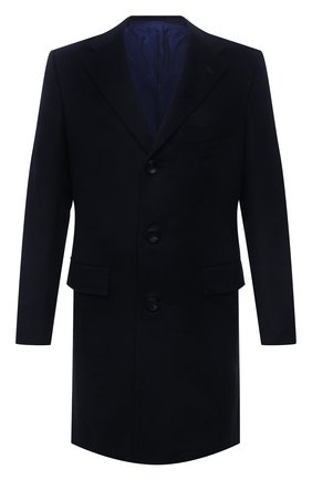 Мужской пальто из шерсти ламы KITON темно-синего цвета, арт. US106K02403/LGUA | Фото 1 (Материал внешний: Шерсть; Материал подклада: Купро; Мужское Кросс-КТ: пальто-верхняя одежда; Длина (верхняя одежда): До середины бедра; Стили: Классический; Рукава: Длинные)