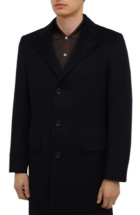 Мужской пальто из шерсти ламы KITON темно-синего цвета, арт. US106K02403/LGUA | Фото 3 (Материал внешний: Шерсть; Рукава: Длинные; Длина (верхняя одежда): До середины бедра; Стили: Классический; Мужское Кросс-КТ: пальто-верхняя одежда; Материал подклада: Купро)
