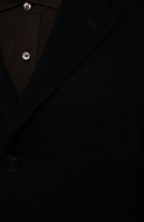 Мужской пальто из шерсти ламы KITON темно-синего цвета, арт. US106K02403/LGUA | Фото 5 (Материал внешний: Шерсть; Рукава: Длинные; Длина (верхняя одежда): До середины бедра; Стили: Классический; Мужское Кросс-КТ: пальто-верхняя одежда; Материал подклада: Купро)