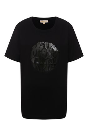 Женская хлопковая футболка MICHAEL MICHAEL KORS черного цвета по цене 8265 руб., арт. MU1503D97J | Фото 1 Женская хлопковая футболка MICHAEL MICHAEL KORS черного цвета, арт. MU1503D97J | Фото 1