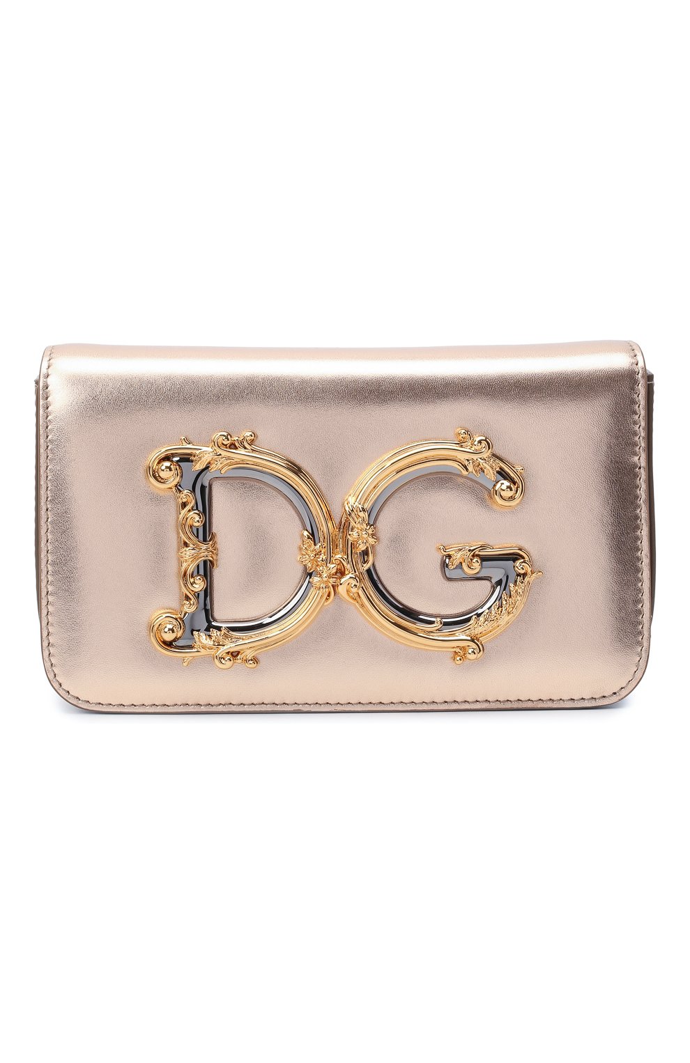 Женская сумка dg girls DOLCE & GABBANA золотого цвета, арт. BB6885/AW121 | Фото 1 (Женское Кросс-КТ: Вечерняя сумка; Сумки-технические: Сумки через плечо; Материал: Натуральная кожа; Размер: mini; Ремень/цепочка: На ремешке)