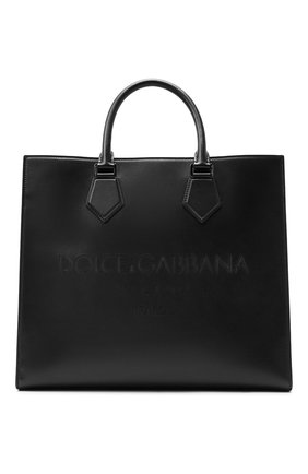 Мужская кожаная сумка-тоут edge DOLCE & GABBANA черного цвета, арт. BM1796/AS738 | Фото 1 (Ремень/цепочка: На ремешке; Материал: Натуральная кожа; Размер: large)